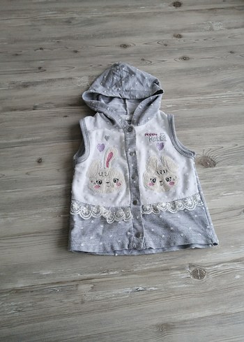Kapüşonlu Nakışlı Kız Yelek, bebek yeleği - Görsel 3