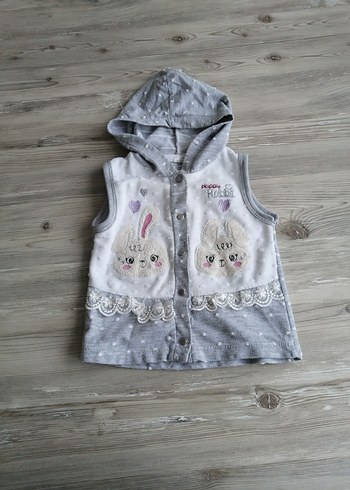 Kapüşonlu Nakışlı Kız Yelek, bebek yeleği - Görsel 2