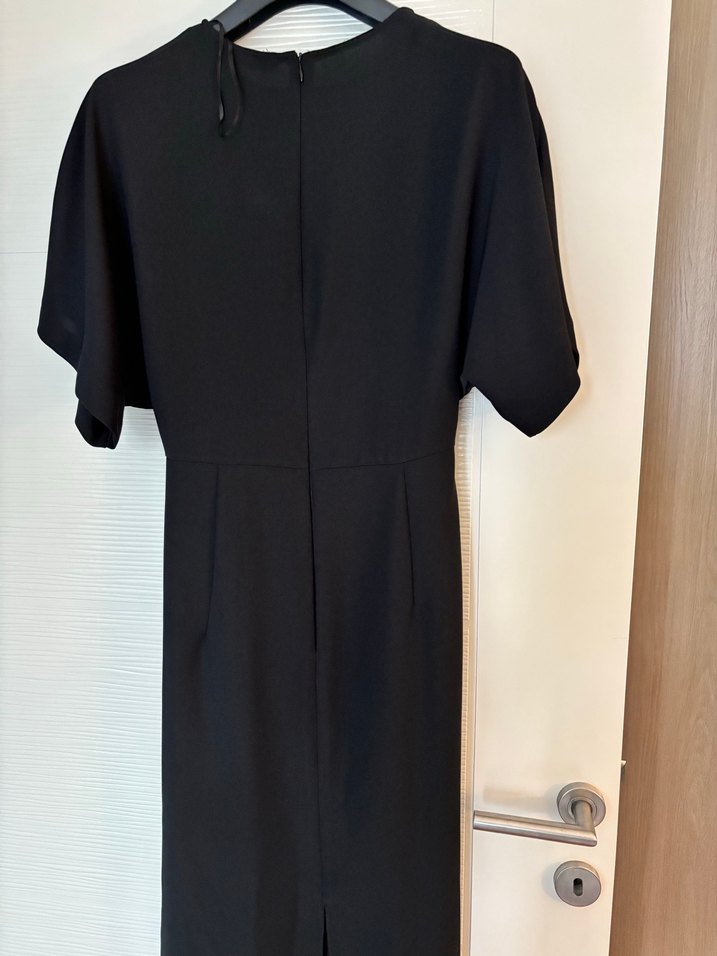 Siyah Drapeli Uzun Kadın Elbise - Görsel 2