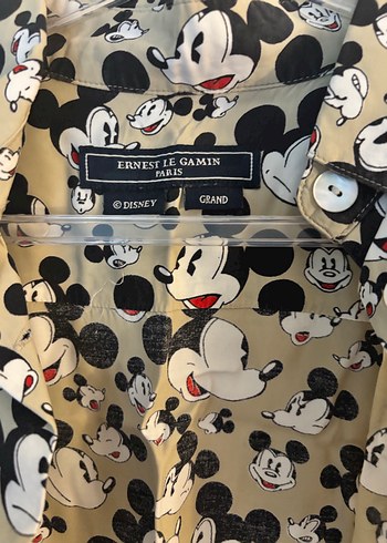 Gri Mickey Mouse Baskılı Kadın Gömlek - Görsel 5