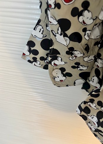 Gri Mickey Mouse Baskılı Kadın Gömlek - Görsel 4