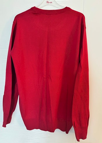 Erkek Kırmızı Uzun Kollu Triko Kazak - Görsel 2