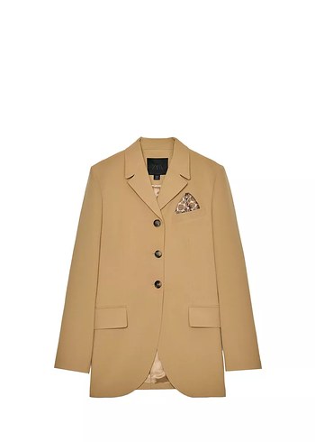 Zara Bej Kadin Dugmeli Midi Blazer