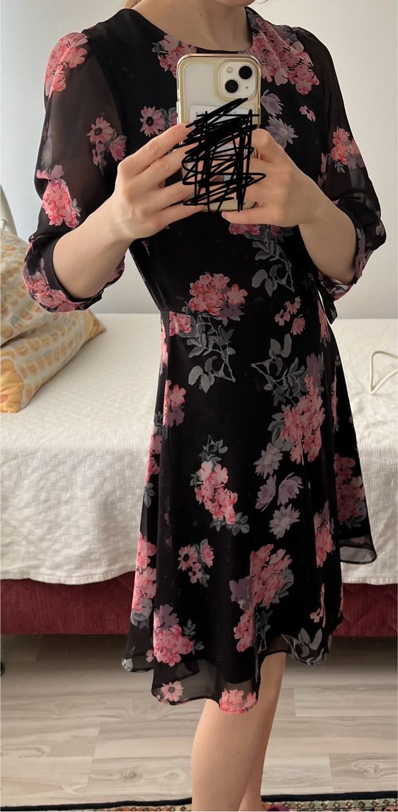 Çiçekli şifon elbise - Görsel 2