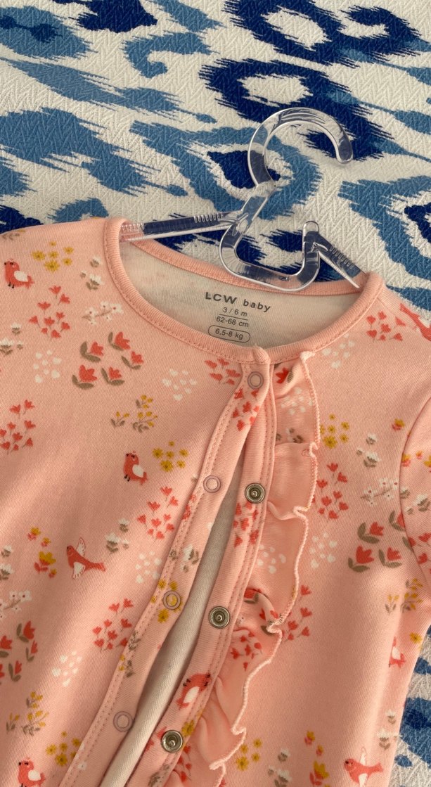 Pembe Baskılı Fermuarlı Bebek Tulum - Görsel 2