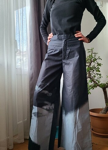 Gri siyah paraşüt kumaş pantolon