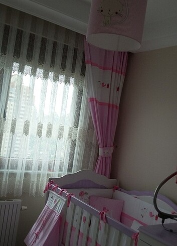 Bebek cocuk odası fon perde ikili 