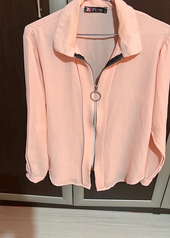 Uzun Kollu, Düğmeli Pembe Kadın Gömlek