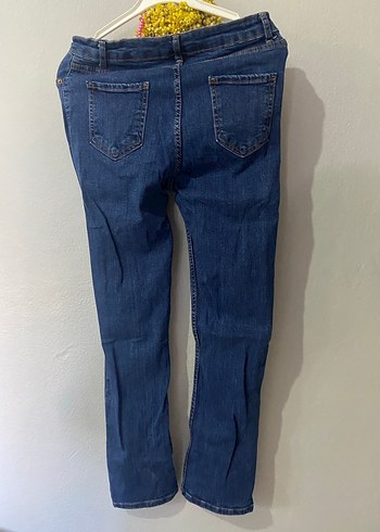 Diğer Kadın Mavi Denim Yırtmaçlı Dar Kesim Jean