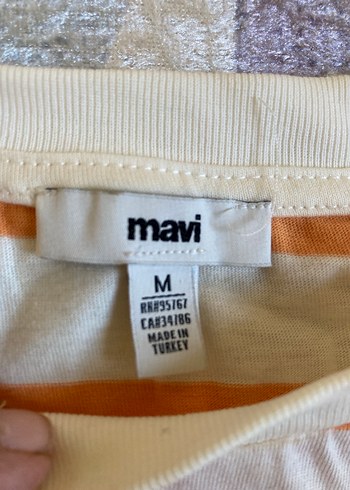 Mavi marka Turuncu çizgili kısa kollu tişört - Görsel 3