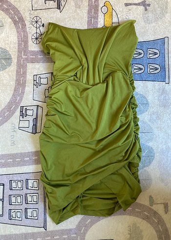 Drapeli Mini Straplez Kadın Elbise - Görsel 5