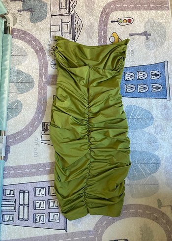 Drapeli Mini Straplez Kadın Elbise - Görsel 7