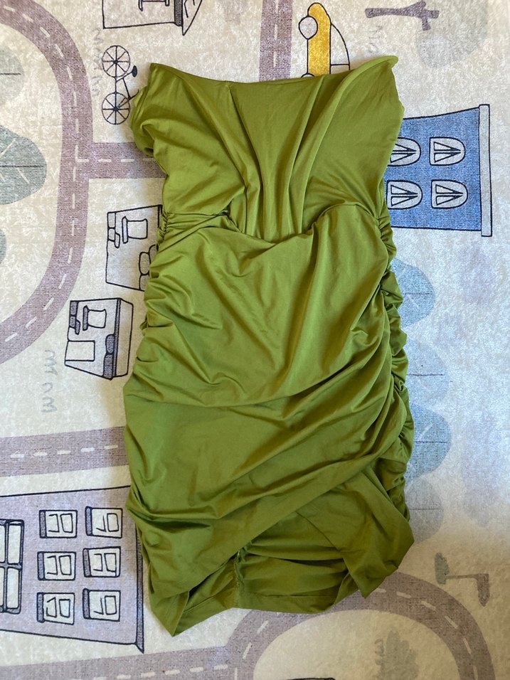 Drapeli Mini Straplez Kadın Elbise - Görsel 5