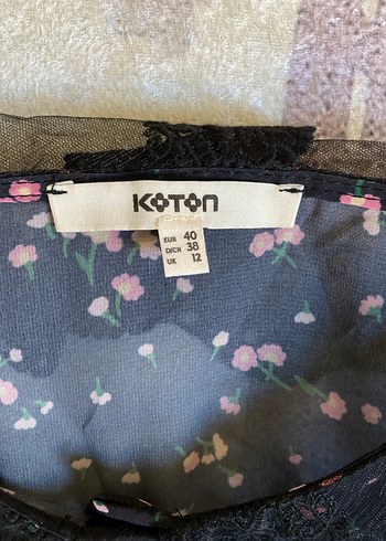 Koton siyah çiçekli tül gömlek - Görsel 3