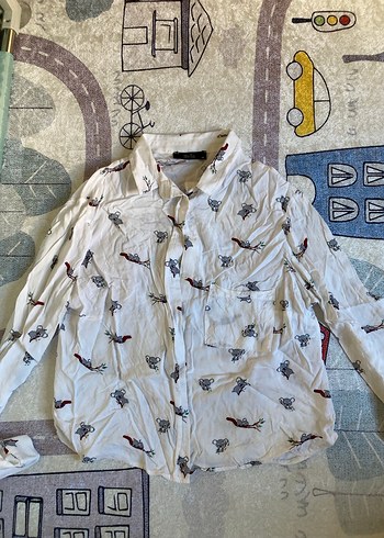 Koala desenli pamuklu Kadın Gömlek - Görsel 2