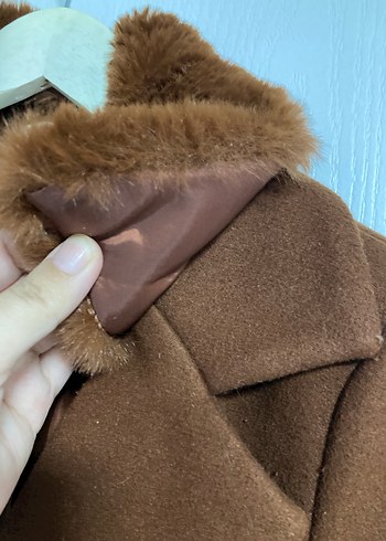 Kahverengi Suni Kürklü Yaka Kaban - Görsel 3