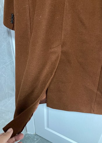 Kahverengi Suni Kürklü Yaka Kaban - Görsel 8