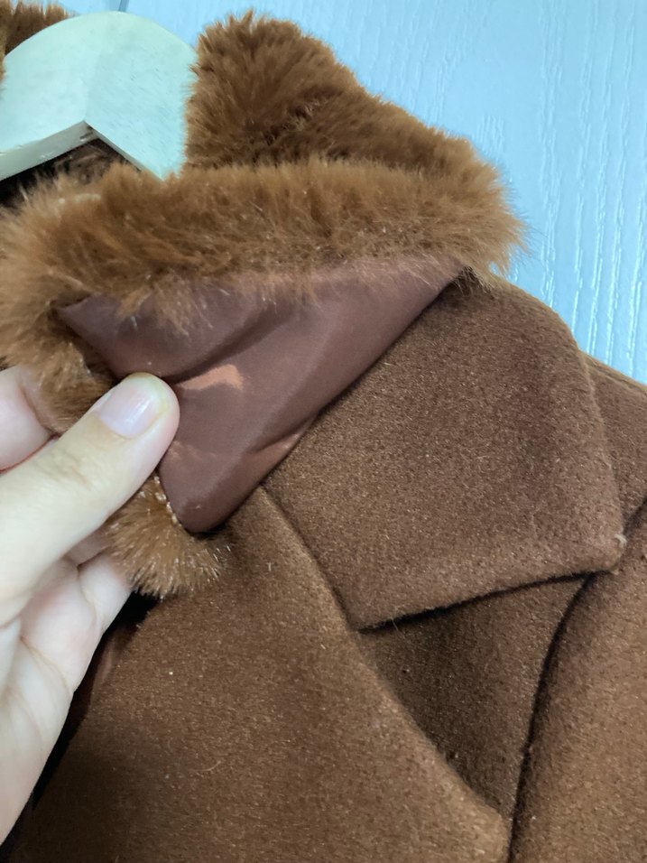 Kahverengi Suni Kürklü Yaka Kaban - Görsel 3