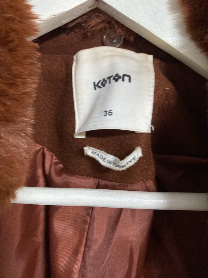 Kahverengi Suni Kürklü Yaka Kaban - Görsel 2