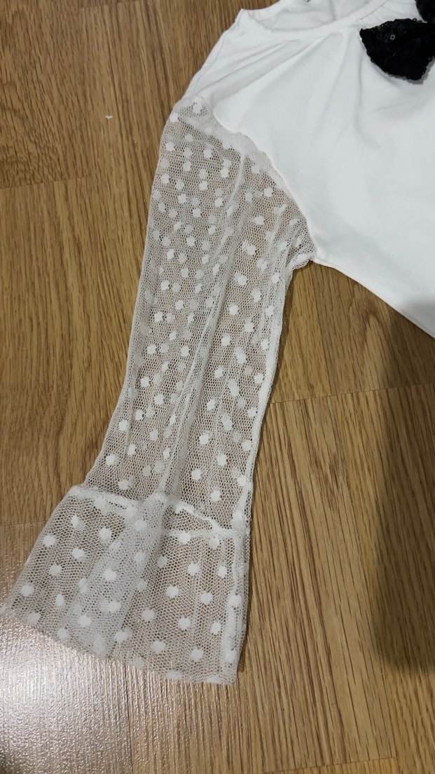 Kız Çocuk Beyaz Uzun Kollu Fiyonk Detaylı Bluz - Görsel 3