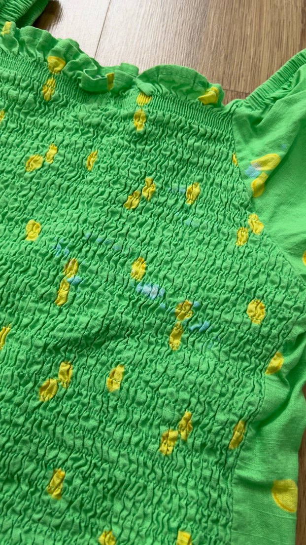 Yeşil Renkli Kız Çocuk Fırfırlı Bluz - Görsel 5