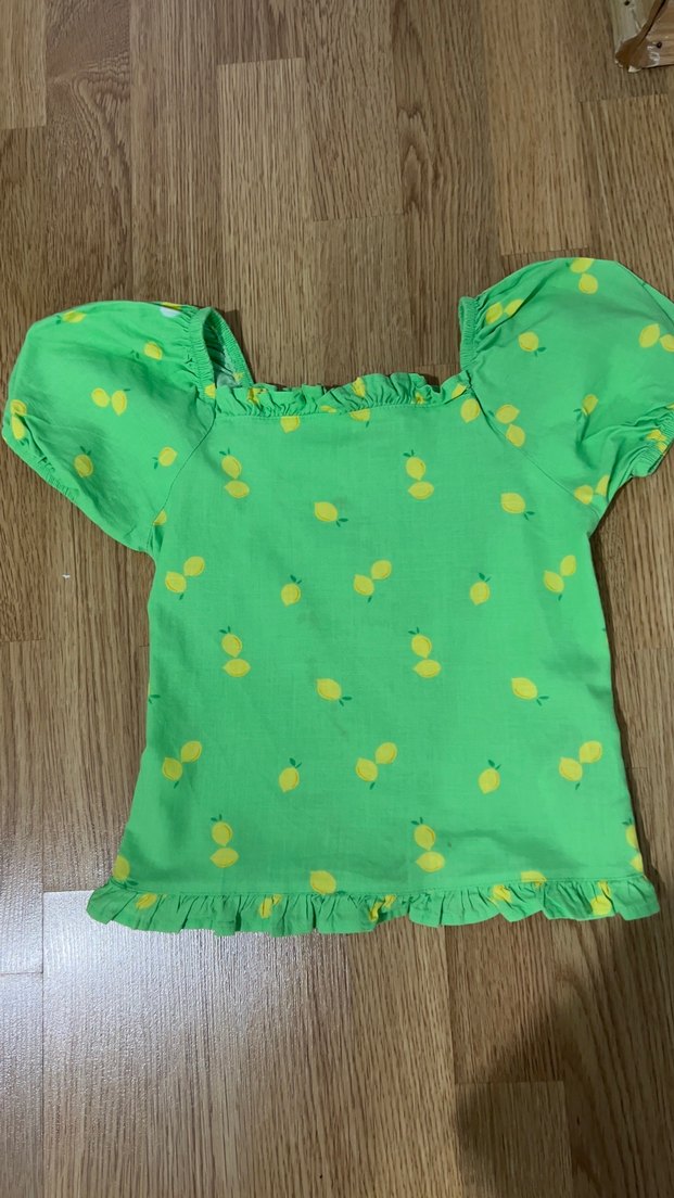 Yeşil Renkli Kız Çocuk Fırfırlı Bluz - Görsel 4