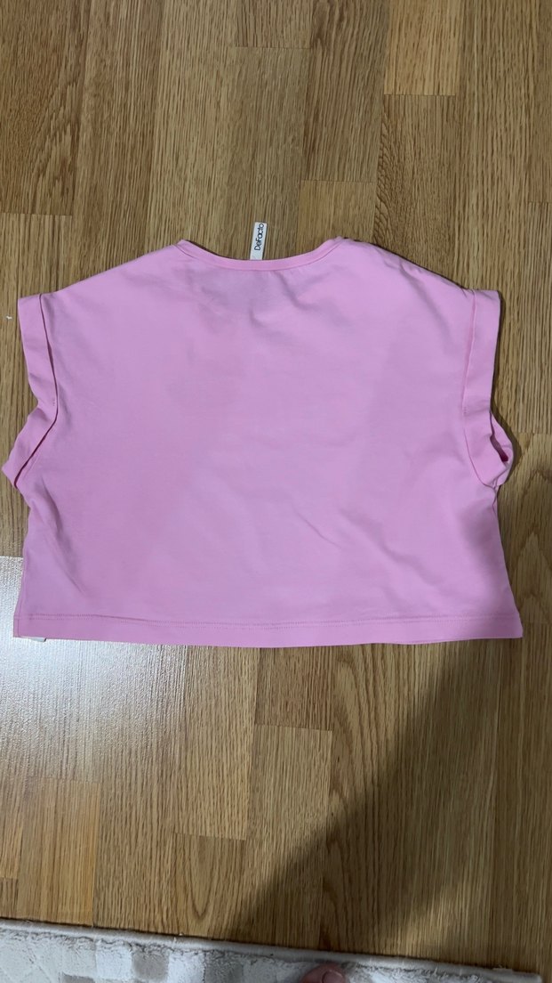 Pembe Kız Çocuk Payetli Crop Tişört - Görsel 4