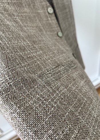 Bej twit Düğmeli Erkek Yelek - Görsel 4