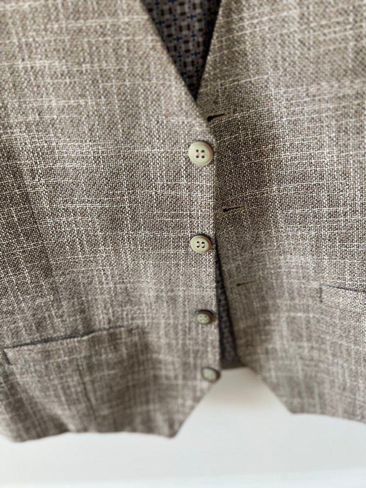 Bej twit Düğmeli Erkek Yelek - Görsel 2