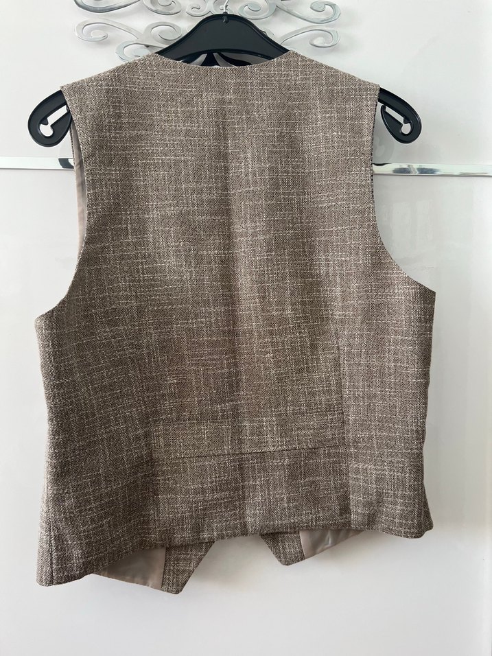Bej twit Düğmeli Erkek Yelek - Görsel 5