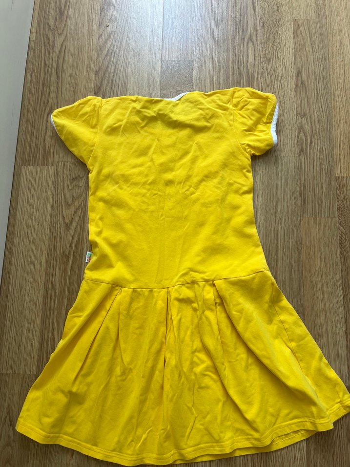 Sarı Kız Çocuk Düğmeli Kısa Kollu Elbise - Görsel 2