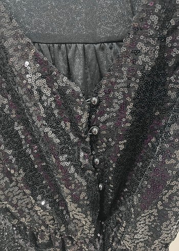 Siyah Uzun Kollu Yılan Desenli Gece Elbisesi - Görsel 3