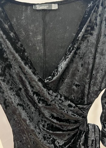 Drapeli Siyah Uzun Kollu Gotik Elbise - Görsel 3