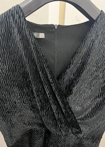 Siyah Drapeli Uzun Kollu Kadın Elbise - Görsel 3