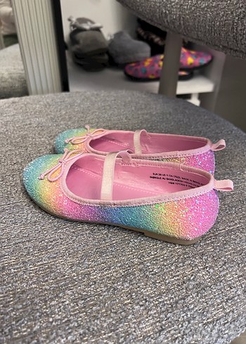 Kız Çocuk Renkli Simli Babet Ayakkabı - Görsel 4