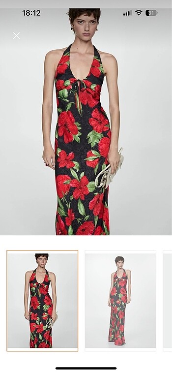 Mango halter yaka çiçekli elbise