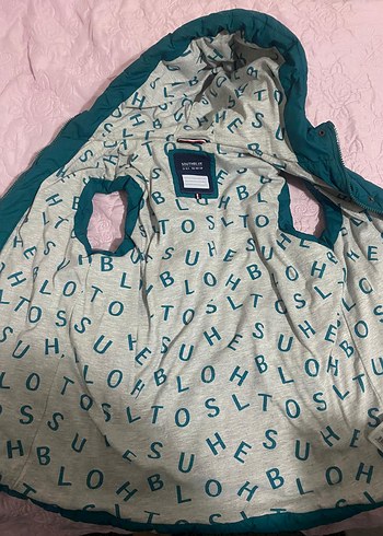 Kız Çocuk Turkuaz Kapüşonlu Fermuarlı Yelek - Görsel 3