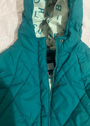 Kız Çocuk Turkuaz Kapüşonlu Fermuarlı Yelek - Görsel 2