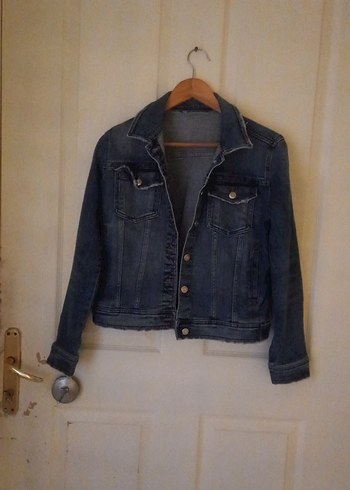 Düğmeli Kadın Mavi Denim Ceket