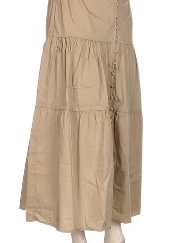 Bej Düğmeli Bohem Uzun Etek - Görsel 2