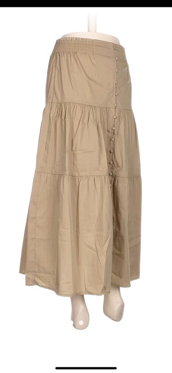 Bej Düğmeli Bohem Uzun Etek - Görsel 2