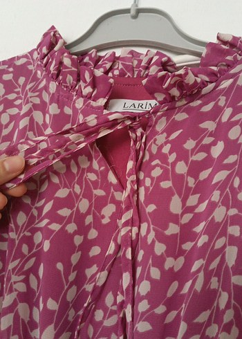 Pembe Bohem Uzun Kollu Pileli Elbise - Görsel 5