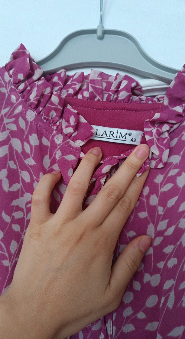 Pembe Bohem Uzun Kollu Pileli Elbise - Görsel 3