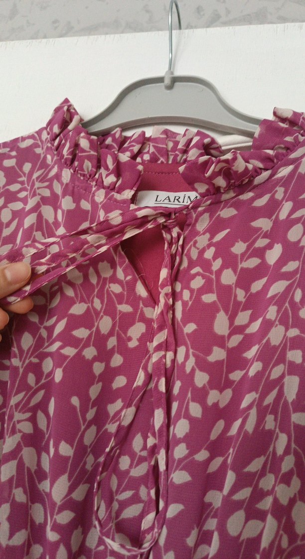 Pembe Bohem Uzun Kollu Pileli Elbise - Görsel 5