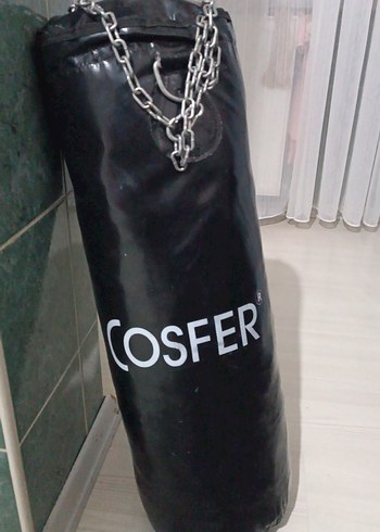 Zincir Detaylı Siyah Deri Boks Torbası - Görsel 2