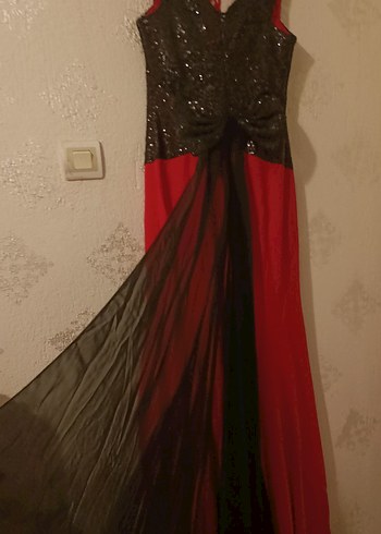 Diger Kırmızı Straplez Uzun Abiye Elbise - Görsel 4