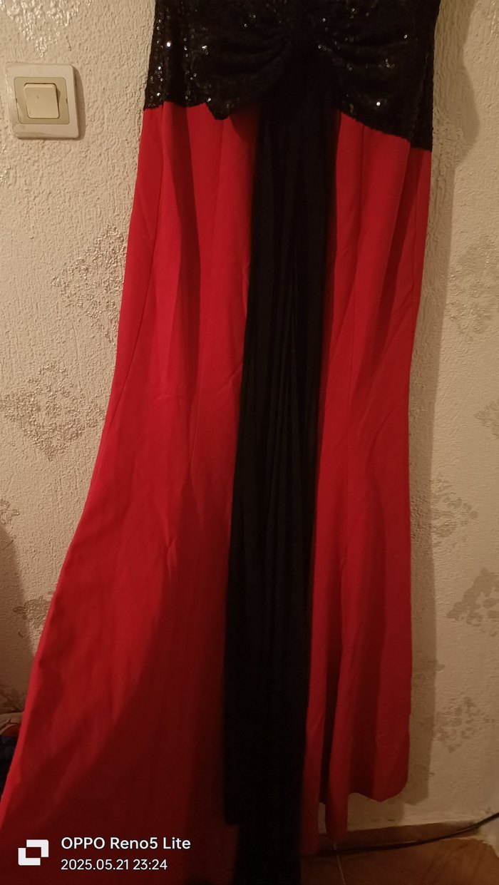 Diger Kırmızı Straplez Uzun Abiye Elbise - Görsel 5