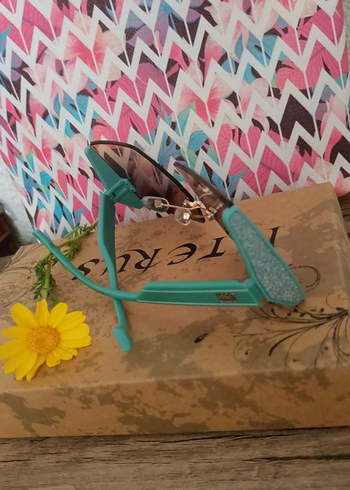 Turkuaz Şeffaf Gövde Bohem Kadın Güneş Gözlüğü - Görsel 2