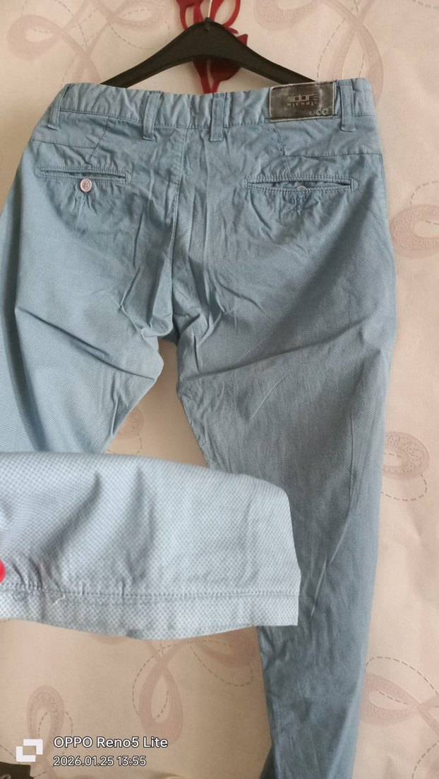 Düğmeli Mavi Erkek Denim Pantolon - Görsel 5