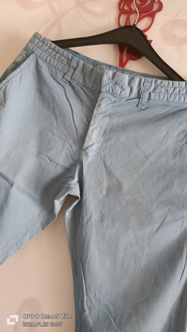 Düğmeli Mavi Erkek Denim Pantolon - Görsel 2